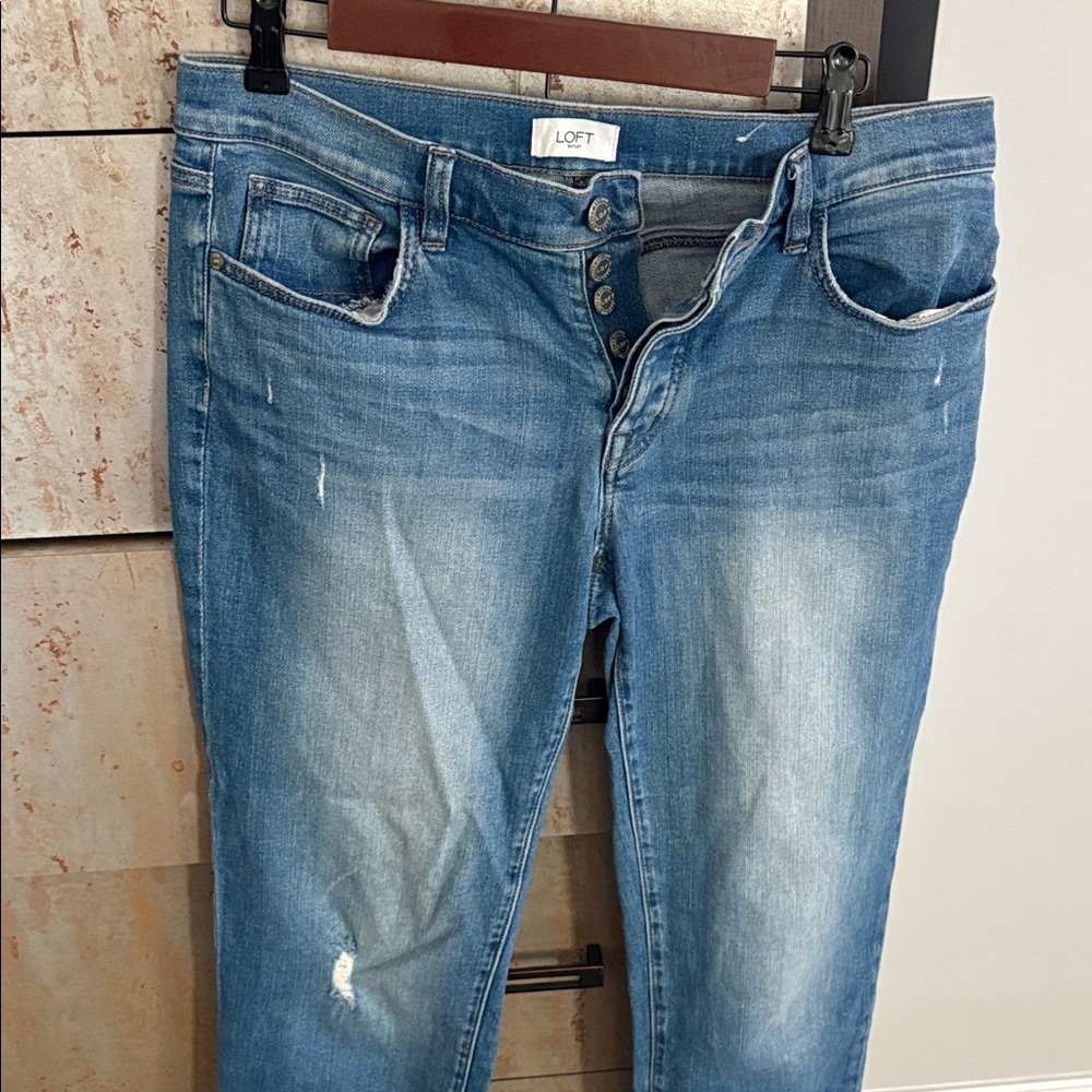 LOFT Women's Distressed Blue Boyfriend Jeans